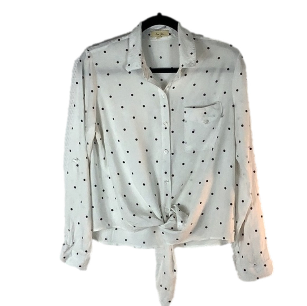 Love Notes button-down polka dots top